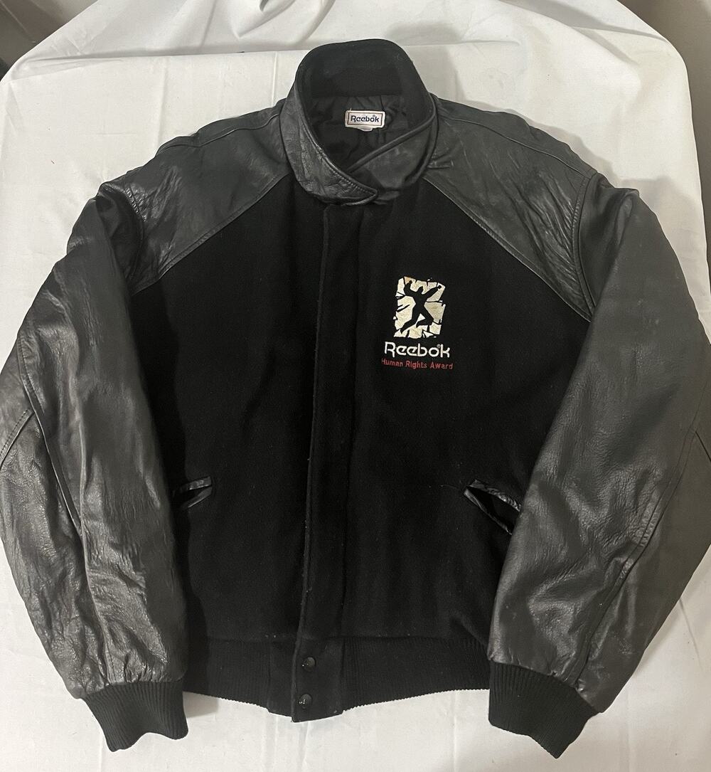 Vintage Reebok 1988 Human Rights Award Tour Bomber Jacket XL Embroidered Made US